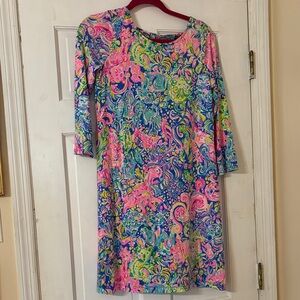 Lilly Pulitzer Pink and Blue Floral Long Sleeve Dress